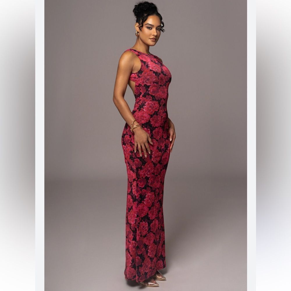 JLUXLABEL PINK FLORAL FRONT AND CENTER MAXI DRESS NWT